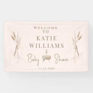 Blush & Gold Boho Baby Dusche Begrüßungszeichen Banner