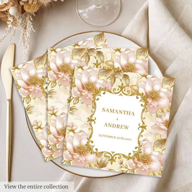 Blush Gold Boho Hochzeitspapier Napkins Serviette (Blush Gold Boho Wedding Paper Napkins)