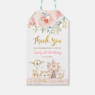 Blush Gold Boho Tribal Woodland Tiere Vielen Dank Geschenkanhänger