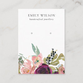 BLUSH GOLD BURGUNDY ROSE FLORAL EARRING ANZEIGE VISITENKARTE