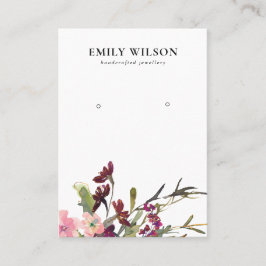 BLUSH GOLD BURGUNDY ROSE FLORALEREARRING DISPLAY VISITENKARTE