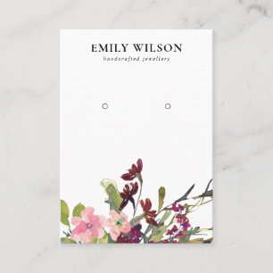 BLUSH GOLD BURGUNDY ROSE FLORALEREARRING DISPLAY VISITENKARTE