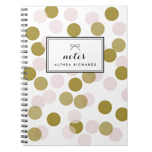 Blush & Gold Confetti Dots Muster Personalisiert Notizblock