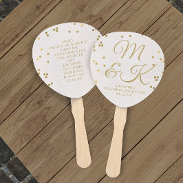 Blush Gold Confetti Wedding Program Hand Fan Fächer