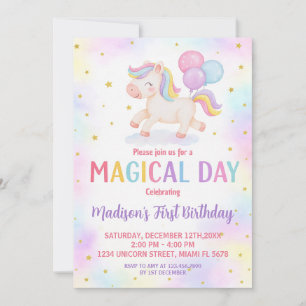 Blush Gold Einicorn Geburtstagsfeier Einladung