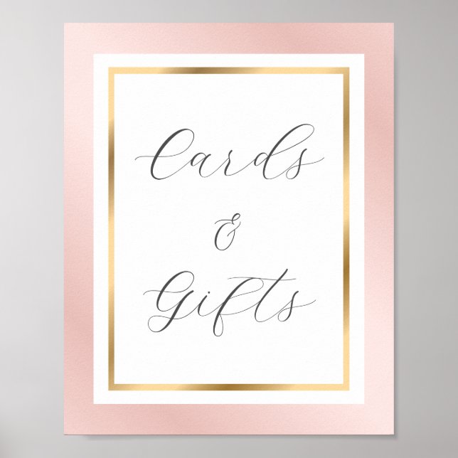 Blush Gold Elegante Skriptkarten und Geschenke-Zei Poster (Vorne)
