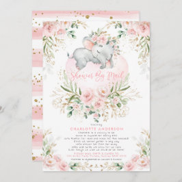 Blush Gold Elephant Babydusche per Mail Einladung