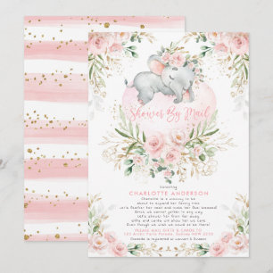 Blush Gold Elephant Babydusche per Mail Einladung