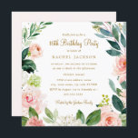 Blush Gold Floral 16. Geburtstag Einladung<br><div class="desc">Moderne Blumenladen zum Geburtstag im Little Bayleigh Store!</div>