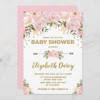 Blush Gold Floral Baby Dusche Hütte Chic