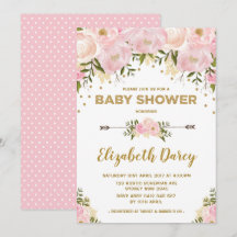 Blush Gold Floral Baby Dusche Hütte Chic