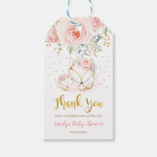 Blush Gold Floral Boho Fox Baby Dusche Danke Geschenkanhänger