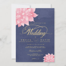 Blush Gold Floral Dahlia Hochzeit Einladung