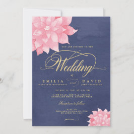 Blush Gold Floral Dahlia Hochzeit Einladung