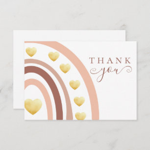 Blush Gold Foil Boho Rainbow Baby Dusche Dankeskarte