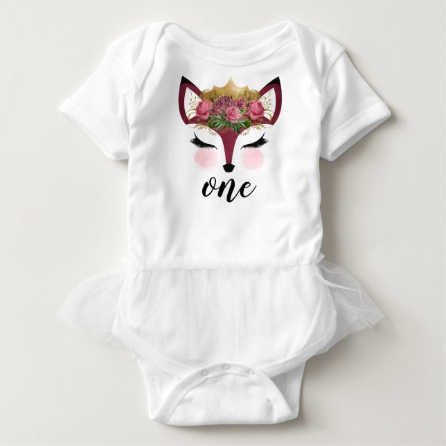 Blush & Gold Fox Princess Baby T-shirt (Vorderseite)