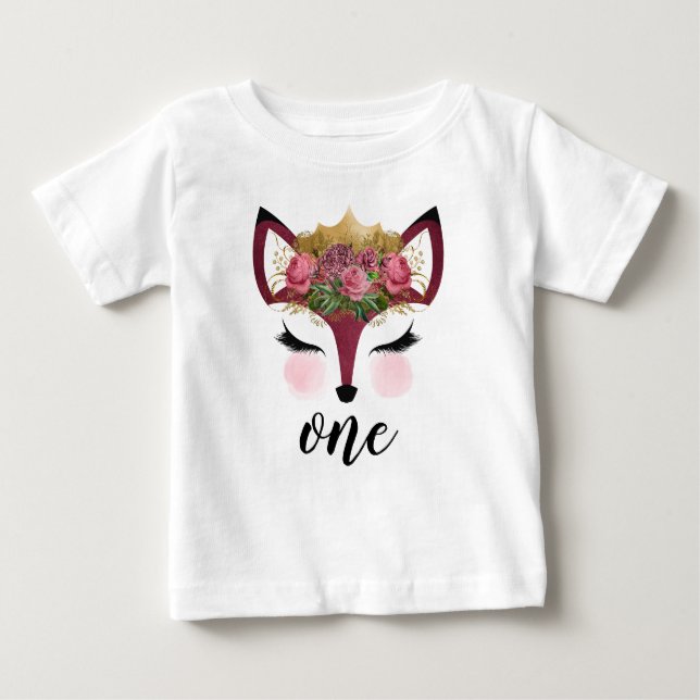 Blush & Gold Fox Princess Baby T-shirt (Vorderseite)