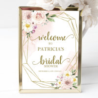 Blush Gold Geometric Floral Brautparty Willkommen