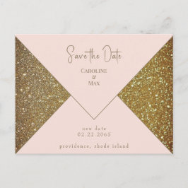 Blush & Gold Glam Wedding Save the Date Postkarte