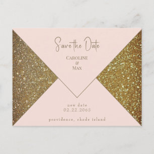 Blush & Gold Glam Wedding Save the Date Postkarte