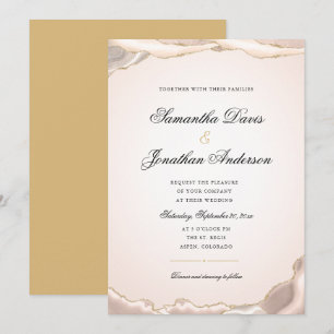 Blush Gold Glitter Agate Elegante Hochzeits Einlad Einladung