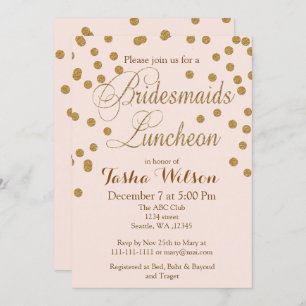 Blush Gold Glitzer Bridesmaids Luncheon lädt ein Einladung