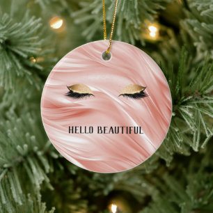 Blush Gold Glitzer Eyelashes Keramik Ornament