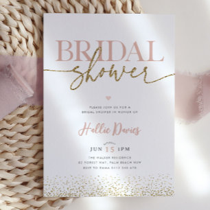 Blush Gold Glitzer Hübsch Bridal Dusche Einladung