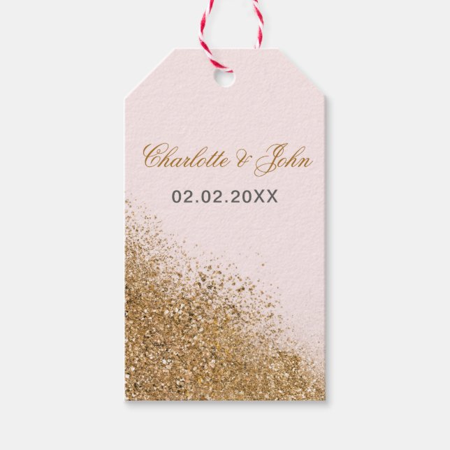 Blush Gold Glitzer Sparkle Geschenkanhänger (Vorderseite)
