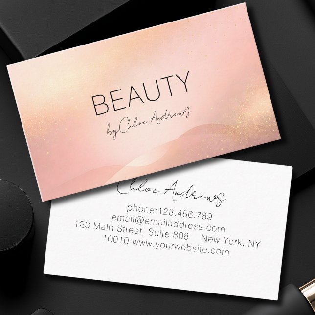 Blush Gold Glow Gradient Salon  Visitenkarte (Blush Gold Glow Gradient Salon Business Card)