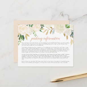 Blush Gold Green Floral Wedding Parking Informatio Postkarte