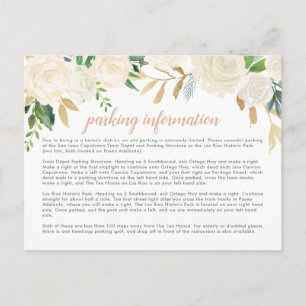Blush Gold Green Floral Wedding Parking Informatio Postkarte