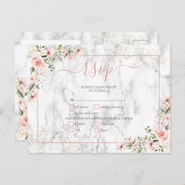 Blush Gold Greenery Dusty Pink Bloral UAWG Einladungspostkarte (Vorne/Hinten)