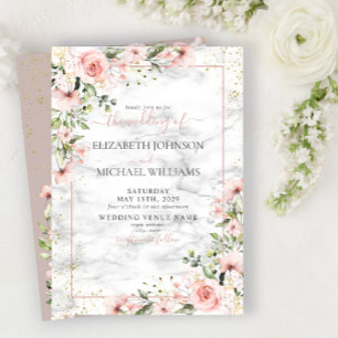 Blush Gold Greenery Dusty Pink Bloral Wedding Einladung