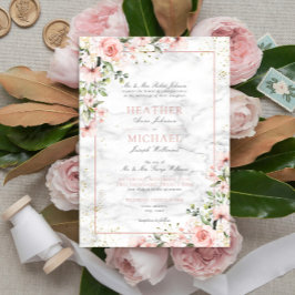 Blush Gold Greenery Dusty Pink Bloral Wedding Einladung
