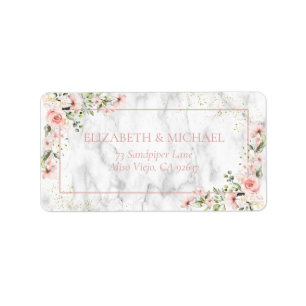 Blush Gold Greenery Dusty Pink Floral Adresse Adressaufkleber