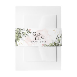 Blush Gold Greenery Succulent Dusty Blue Wedding Einladungsbanderole