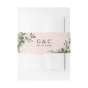 Blush Gold Greenery Succulent Dusty Blue Wedding Einladungsbanderole