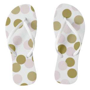 Blush & Gold Large Bokeh Confetti Dots Muster Flip Flops