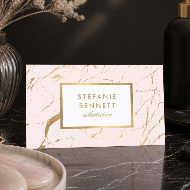 Blush Gold Marmor Esthetiker Luxus Visitenkarte (Von Creator hochgeladen)