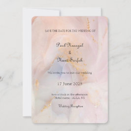 Blush & Gold Marmorhochzeit Einladung