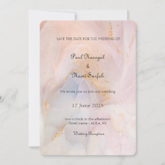 Blush & Gold Marmorhochzeit Einladung