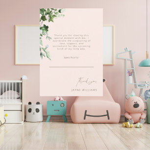 Blush & Gold Message Ivy Baby Dusche Vielen Dank Einladung