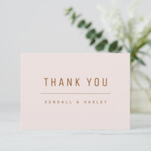 Blush & Gold Moderne Chic Typografie Einfach Dankeskarte