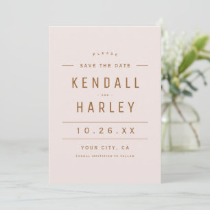 Blush Gold Moderne schicke Typografie Einfaches Fo Save The Date