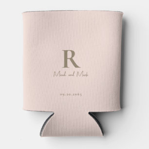 Blush Gold Monogram und Couple Names Wedding Dosenkühler