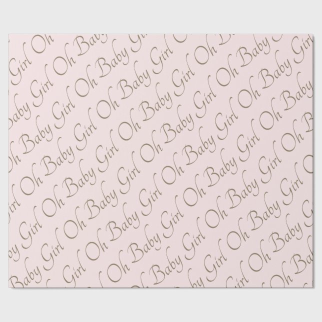 Blush & Gold Oh Baby Girl Geschenkpapier (Saum)