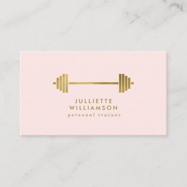 Blush & Gold Personal Trainer Social Media Visitenkarte (Vorderseite)