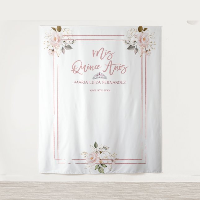 Blush Gold Rose Gold MIS QUINCE AÑOS Wandteppich (Vorderseite)