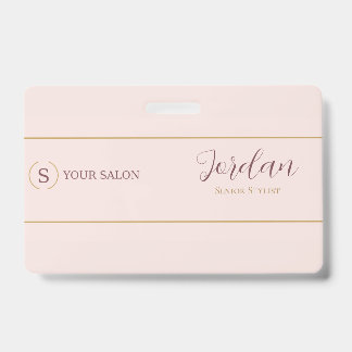 Blush Gold Salon-Stylist-Logo Mitarbeiter-ID Ausweis
